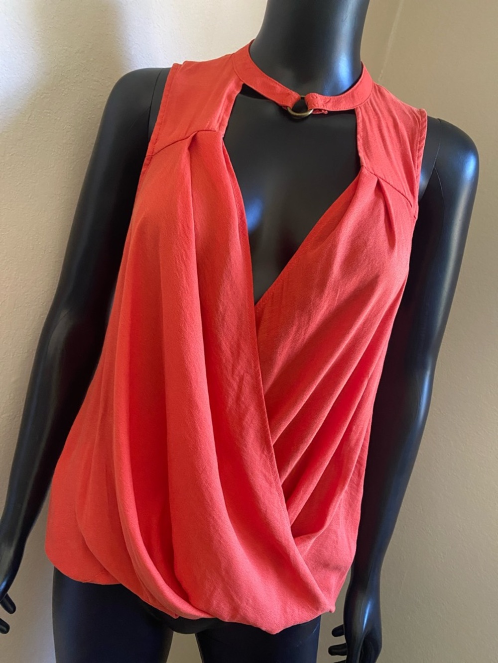 FREE PEOPLE Sleeveless Drape Front Top in Orange